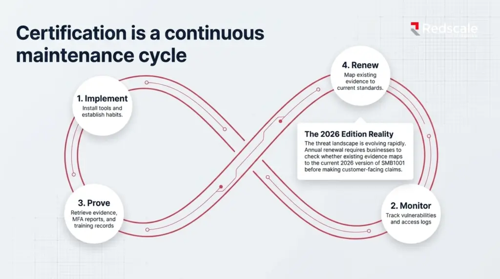 SMB1001 ceritication as continous maintenance cycle
