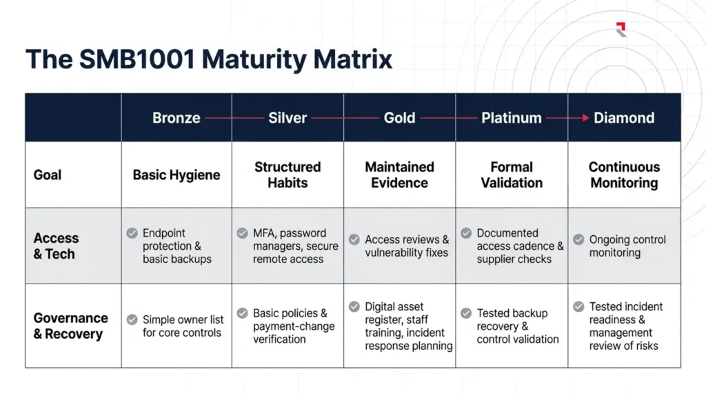 The SMB1001 maturity matrix